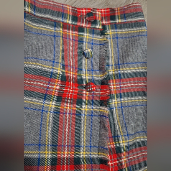 Vintage Bonda Textiles Nova Scotia Wool Tartan Pleated Skirt Sz 14 Fabric Button - Picture 3 of 10